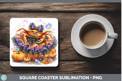 Crab Square Coaster Sea Halloween Sublimation Drink Mat Desi