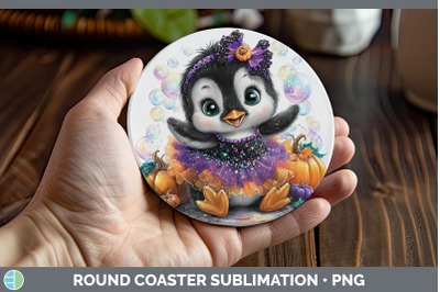 Penguin Round Coaster Sea Halloween Sublimation Coaster Desi