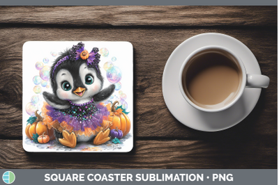 Penguin Square Coaster Sea Halloween Sublimation Drink Mat D