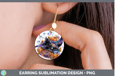 Manta Ray Round Earrings Sea Halloween Sublimation Earrings