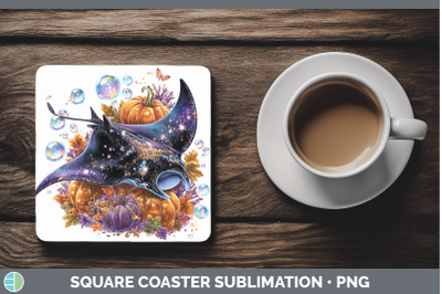 Manta Ray Square Coaster Sea Halloween Sublimation Drink Mat