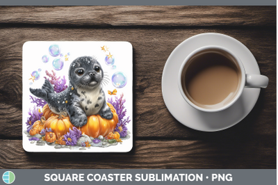 Seal Square Coaster Sea Halloween Sublimation Drink Mat Desi