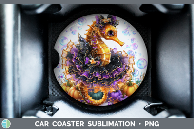 Seahorse Car Coaster Sea Halloween Sublimation Drink Mat Des