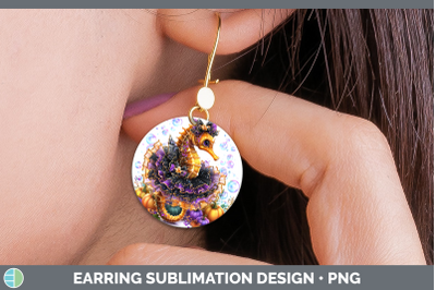 Seahorse Round Earrings Sea Halloween Sublimation Earrings D