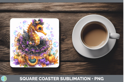 Seahorse Square Coaster Sea Halloween Sublimation Drink Mat