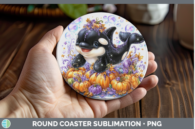 Orca Round Coaster Sea Halloween Sublimation Coaster Designs