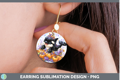 Orca Round Earrings Sea Halloween Sublimation Earrings Desig