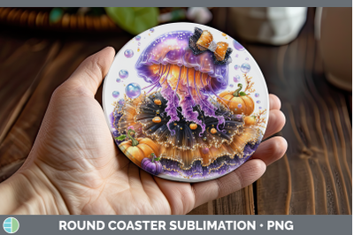 Jellyfish Round Coaster Sea Halloween Sublimation Coaster De