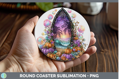 Surfboard Round Coaster Sea Halloween Sublimation Coaster De