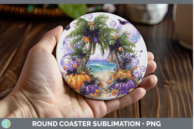 Beach Round Coaster Sea Halloween Sublimation Coaster Design