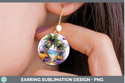 Beach Round Earrings Sea Halloween Sublimation Earrings Desi