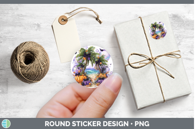 Sea Halloween Beach Stickers | Round Labels Designs