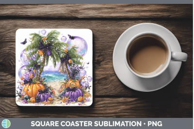 Beach Square Coaster Sea Halloween Sublimation Drink Mat Des