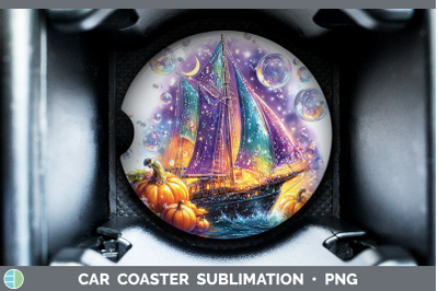 Sailboat Car Coaster Sea Halloween Sublimation Drink Mat Des