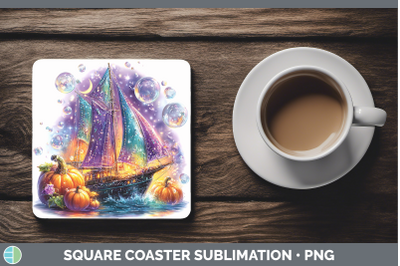 Sailboat Square Coaster Sea Halloween Sublimation Drink Mat