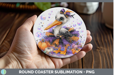Pelican Round Coaster Sea Halloween Sublimation Coaster Desi