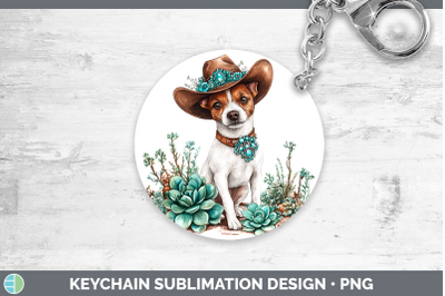 -01 Fox Terrier Keychain Western Cowboy Dogs Sublimation Key