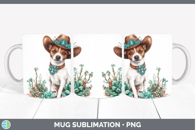 -01 Fox Terrier Mug Wrap Western Cowboy Dogs Sublimation Cof