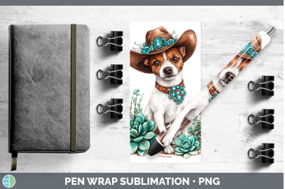 -01 Fox Terrier Pen Wrap Western Cowboy Dogs Sublimation Pen