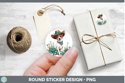 Western Cowboy Dogs -01 Fox Terrier Stickers | Round Labels