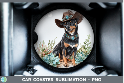 -02 Australian Kelpie Car Coaster Western Cowboy Dogs Sublim