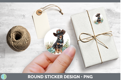 Western Cowboy Dogs -02 Australian Kelpie Stickers | Round L