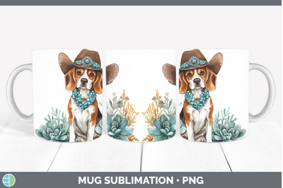 -03 Beagle Mug Wrap Western Cowboy Dogs Sublimation Coffee C
