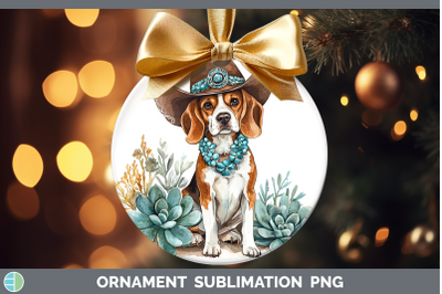 -03 Beagle Ornament Western Cowboy Dogs Sublimation Bauble D
