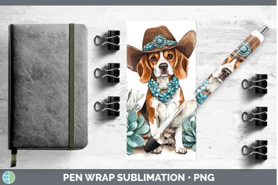 -03 Beagle Pen Wrap Western Cowboy Dogs Sublimation Pen Desi