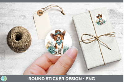 Western Cowboy Dogs -03 Beagle Stickers | Round Labels Desig