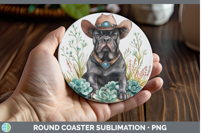 -04 Cane Corso Round Coaster Western Cowboy Dogs Sublimation