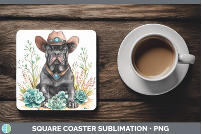 -04 Cane Corso Square Coaster Western Cowboy Dogs Sublimatio
