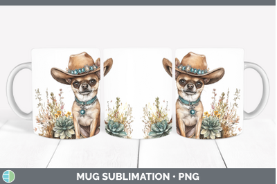 -05 Chihuahua Mug Wrap Western Cowboy Dogs Sublimation Coffe