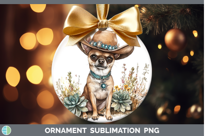 -05 Chihuahua Ornament Western Cowboy Dogs Sublimation Baubl