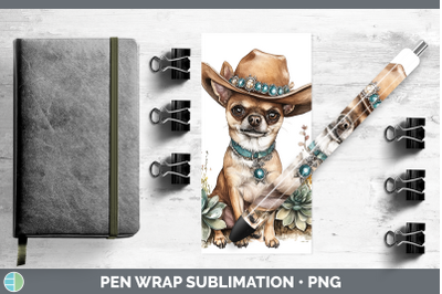 -05 Chihuahua Pen Wrap Western Cowboy Dogs Sublimation Pen D
