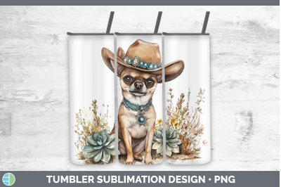 -05 Chihuahua Tumbler Western Cowboy Dogs Sublimation 20 oz