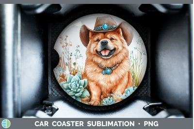 -06 Chow Chow Car Coaster Western Cowboy Dogs Sublimation Dr