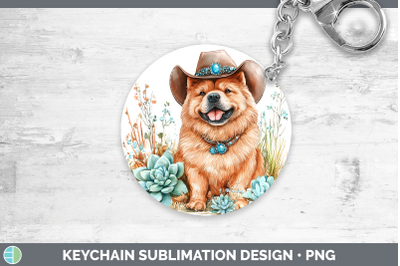 -06 Chow Chow Keychain Western Cowboy Dogs Sublimation Keyri