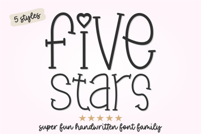 Five Stars Font Bundle  Handwritten Quirky Serif Font
