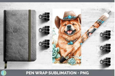 -06 Chow Chow Pen Wrap Western Cowboy Dogs Sublimation Pen D