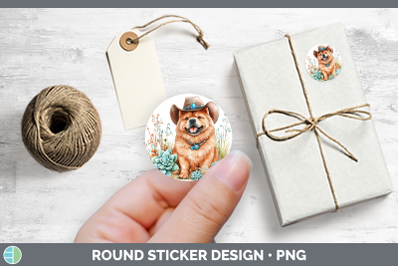 Western Cowboy Dogs -06 Chow Chow Stickers | Round Labels De