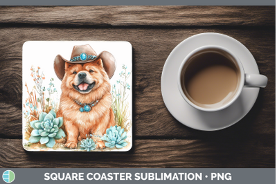 -06 Chow Chow Square Coaster Western Cowboy Dogs Sublimation