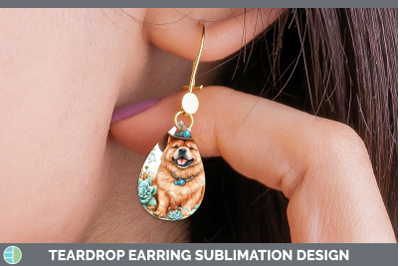 -06 Chow Chow Teardrop Earrings Western Cowboy Dogs Sublimat