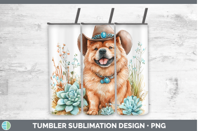 -06 Chow Chow Tumbler Western Cowboy Dogs Sublimation 20 oz