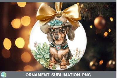-07 Dachshund Ornament Western Cowboy Dogs Sublimation Baubl