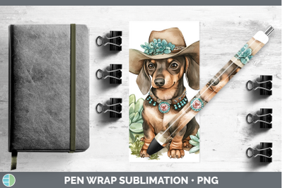 -07 Dachshund Pen Wrap Western Cowboy Dogs Sublimation Pen D