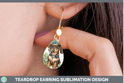 -07 Dachshund Teardrop Earrings Western Cowboy Dogs Sublimat