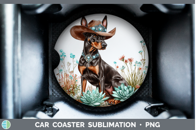 -08 Doberman Pinscher Car Coaster Western Cowboy Dogs Sublim