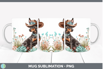 -08 Doberman Pinscher Mug Wrap Western Cowboy Dogs Sublimati