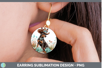 -08 Doberman Pinscher Round Earrings Western Cowboy Dogs Sub